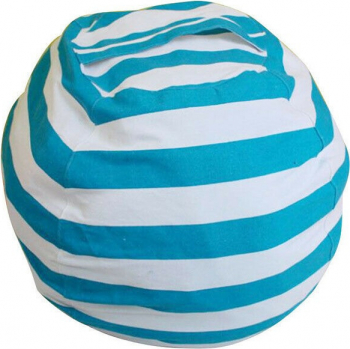 Geanta tip para pentru depozitare jucarii textile capacitate mare bumbac cu fermoar ascuns Bleu cu Alb 