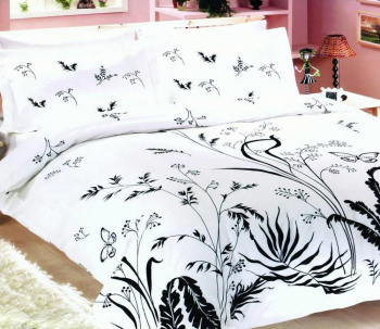 Lenjerie de pat pentru o persoana cu husa elastic si fata perna dreptunghiulara Brielle bumbac satinat gramaj tesatura 120 g/mp multicolor 