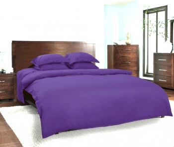 Lenjerie de pat pentru o persoana cu husa elastic pat si fata perna dreptunghiulara Finley bumbac satinat gramaj tesatura 120 g/mp mov 