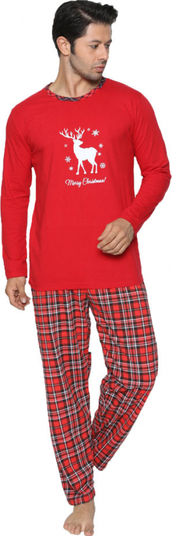 Honesty Brilliant Foresight Pijama barbati SRN bluza cu maneci lungi si pantaloni lungi rosu la CEL.ro