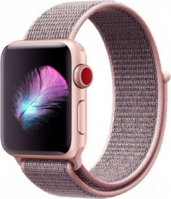 Curea Textila Pink Sand Compatibila Apple Watch 40mm 