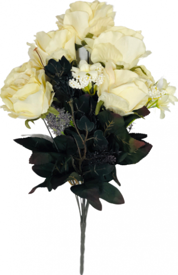 Buchet flori artificiale trandafiri albi 40 cm 