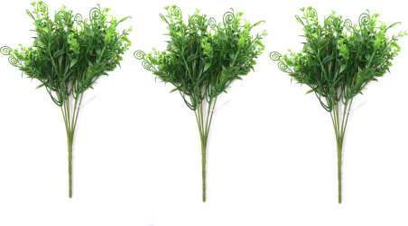 Set 3 crengute artificiale decorative iarba verde 35 cm 