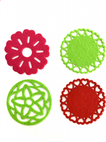 Set 4 suporturi pentru pahare din material textil 10 cm 
