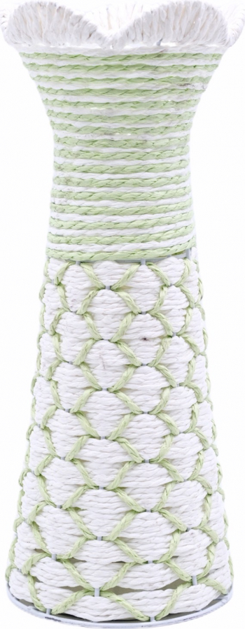 Vaza decorativa impletita verde 30 x 12 cm 