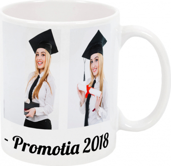 Cana personalizata model cu 4 poze si text ceramica alba 325ml 