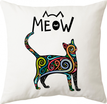 Perna patrata alba model Meow poliester 40 40 cm 