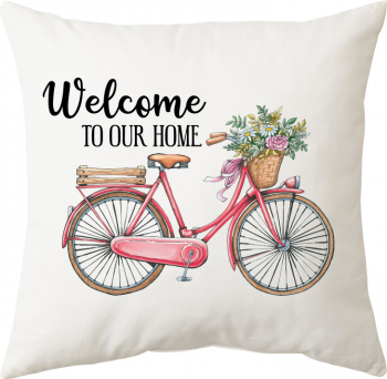 Perna patrata alba model Welcome to our home poliester 40 40 cm 