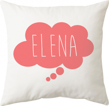 Perna personalizata patrata alba cu nume Pink Cloud poliester 40 40 cm 