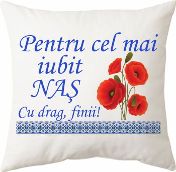 Perna personalizata patrata alba model Pentru cel mai iubit nas poliester 40 40 cm 