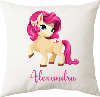 Perna personalizata patrata alba model Ponei poliester 40 40 cm 