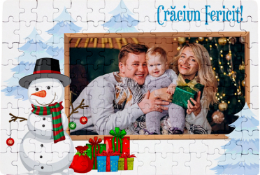 Puzzle personalizat cu o poza model Om de Zapada A4 135 piese 