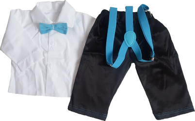 Set cu bretele turcoaz Minis Boutique 6-9 luni 