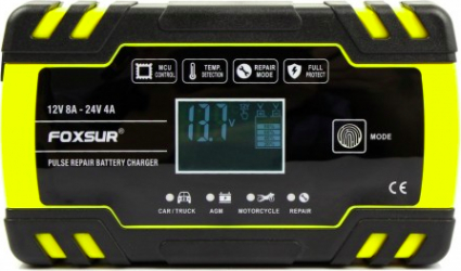 Redresor smart acumulatori camioane -auto - moto 12V - 24V cu display inteligent functie de reparare acumulator prin impulsuri si 
