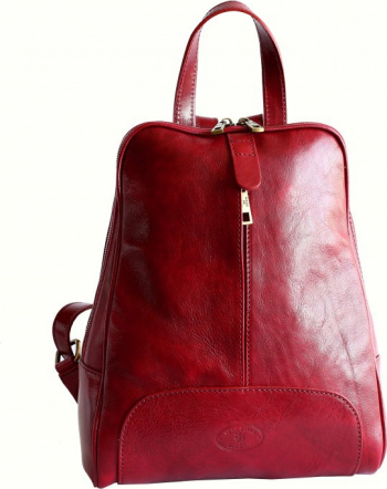 Rucsac dama din piele naturala vachetta rosu R102D 