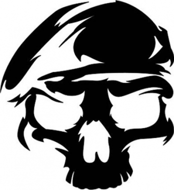 Sticker decorativ auto army skull 14x15cm 