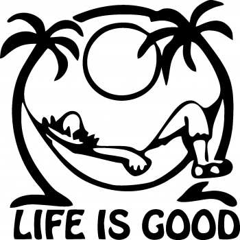 Sticker decorativ perete / geam si auto Life is good 12x12 cm 