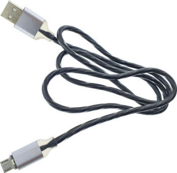 Cablu cu iluminare LED multicolor 90 cm conectori USB 2.0 tata la microUSB tata 5V 1.5A invelis de protectie negru 