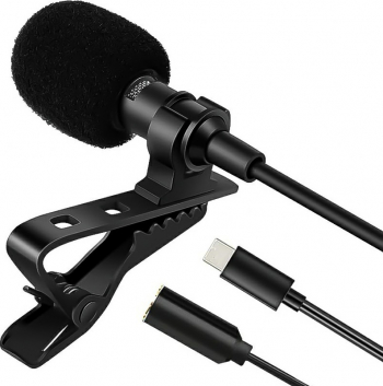 Microfon tip lavaliera conector Type C sistem de prindere clip-on cablu 1.5 m Negru BBL1903