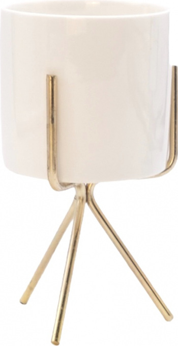 Vaza decorativa cu picioare alb 20 x 8 cm 