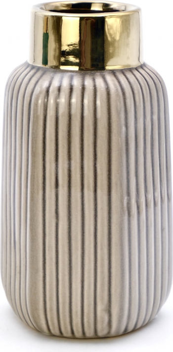 Vaza decorativa din ceramica lucioasa crem 21 x 7 cm 