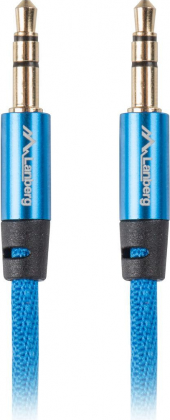 Cablu audio premium lungime 2 m jack 3.5 mm tata la jack 3.5 mm tata Lanberg cu invelis textil 3 pini stereo albastru 