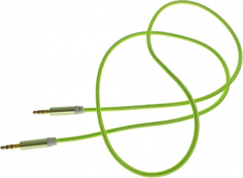 Cablu audio jack 3.5mm tata la jack 3.5mm tata stereo 100cm invelis textil verde fluorescent 