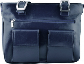 Geanta de dama cu buzunare aplicate din piele naturala bleumarin model 015 MAGAZINUL DE GENTI 