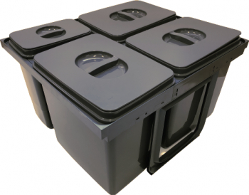 Cos de gunoi Jazz 60 incorporabil colectare selectiva 3 compartimente x15 litri si 1x7 litri H300 mm 
