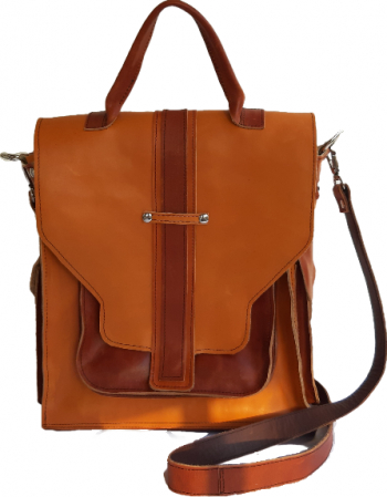 Geanta vintage din piele naturala cu maner si cordon 29 x 25 x 10 coniac/maro unisex