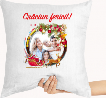 Perna personalizata cu poza CRACIUN FERICIT 