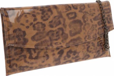 Plic de ocazie maro leopard din piele lacuita MAGAZINUL DE GENTI 