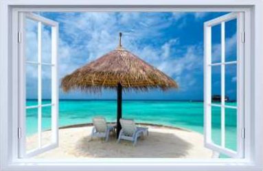 Sticker fereastra fantezie 3D 130 x 85 cm beach Maldives 