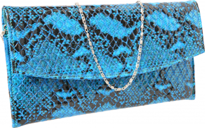 Plic de ocazie albastru din piele tip piton croco lac MAGAZINUL DE GENTI 