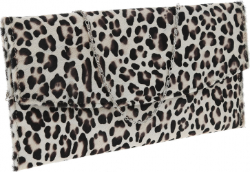 Plic de ocazie animal print alb/bej/negru din piele naturala cu par MAGAZINUL DE GENTI 