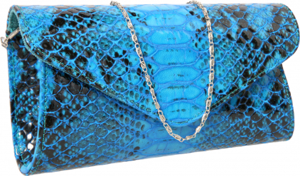 Plic elegant albastru piton din piele lacuita croco model 08 MAGAZINUL DE GENTI 