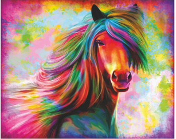 Tablou canvas cu rama si sistem de prindere colorful horse 80x70 cm 