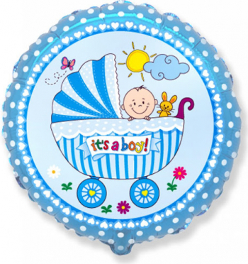 Balon folie Baby Buggy Boy multicolor 45 cm 