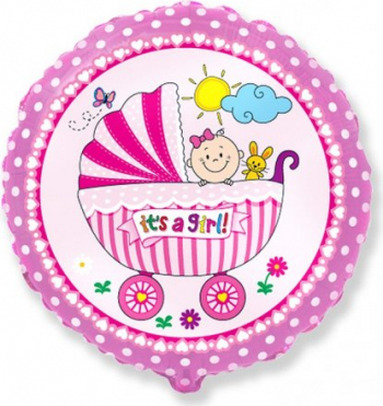 Balon folie Baby Buggy Girl multicolor 45 cm 