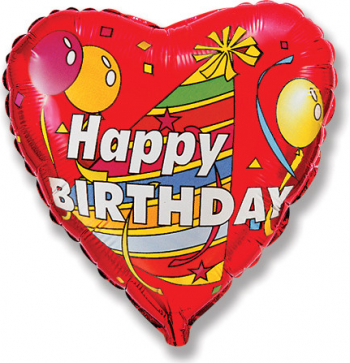 Balon folie Happy Birthday inima multicolor 45 cm 