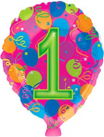 Balon folie imprimat cifra 1 cu balonase multicolor 45 cm 