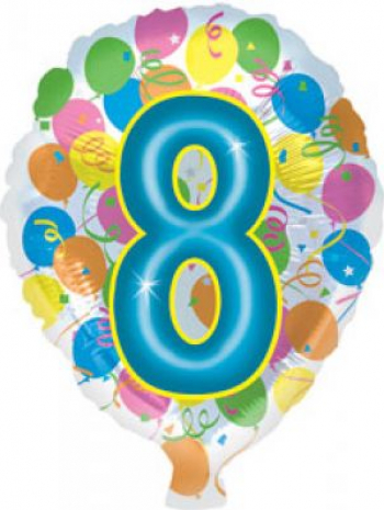 Balon folie imprimat cifra 8 cu balonase multicolor 45 cm 