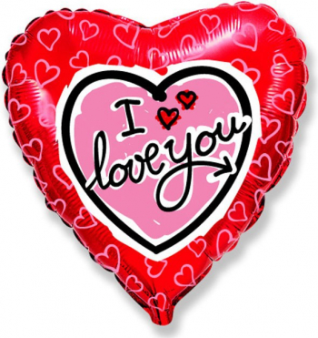 Balon folie imprimat I Love You inima multicolor 45 cm