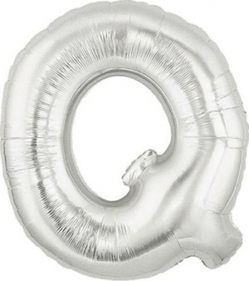 Balon folie litera Q argintiu 35 cm 