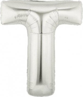 Balon folie litera T argintiu 35 cm 