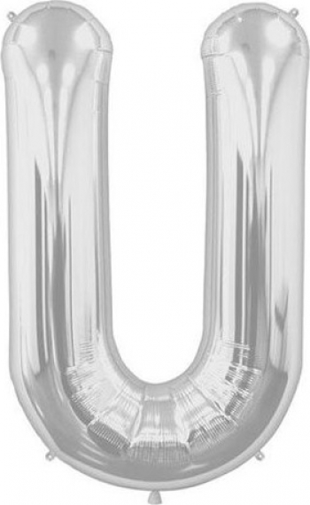 Balon folie litera U argintiu 35 cm 