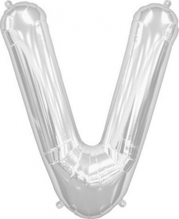 Balon folie litera V argintiu 100 cm 