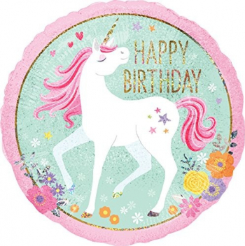 Balon folie Magic Unicorn Happy Birthday multicolor 45 cm 