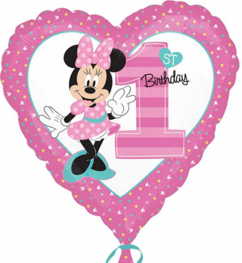 Balon folie Minnie 1st Birthday multicolor 45 cm 