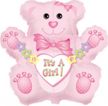Balon mini figurina Ursulet Girl roz 36 cm 